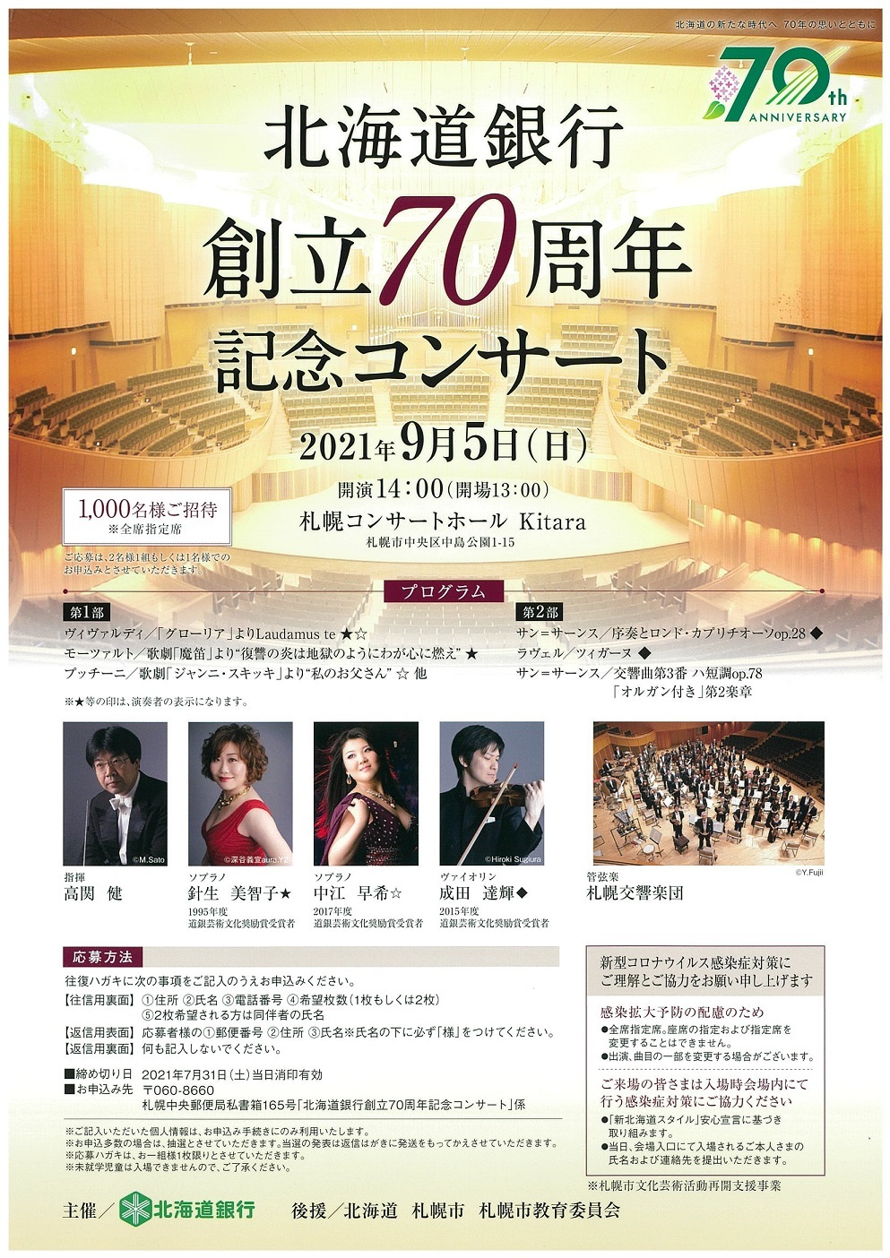 北海道銀行創立70周年記念コンサート 札幌交響楽団 Sapporo Symphony Orchestra 札響